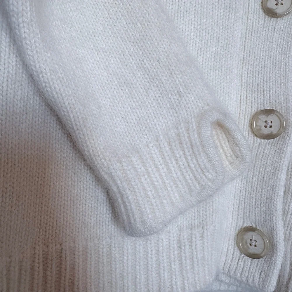 Y2K 90s ANN TAYLOR Angora Cream‎ Shawl Collar Button Front Cardigan Sweater MP